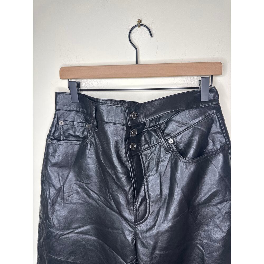 AGOLDE Broken Waistband Recylced Leather Pants Size 29 Black - Picture 4 of 9